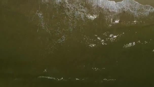 Top View Sea Shore Flowing Waves Aerial Backwards Shoot — Stock Video