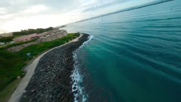 Bahia San Juan Porto Riko Bastin San Agustn Morro Paseo — Stok video