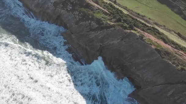 Αεροπλάνο Drone Του Flysch Zumaia Μια Ηλιόλουστη Μέρα Χώρα Των — Αρχείο Βίντεο