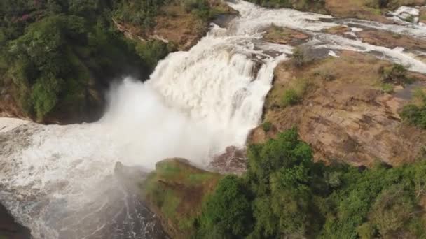 Aerial Zenith Dron Strzał Wodospadu Naturze Afryka Park Narodowy Murchison — Wideo stockowe