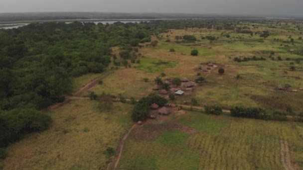 Flygdrönare Skott Traditionell Liten Och Fattig Mitt Ett Naturlandskap Afrika — Stockvideo