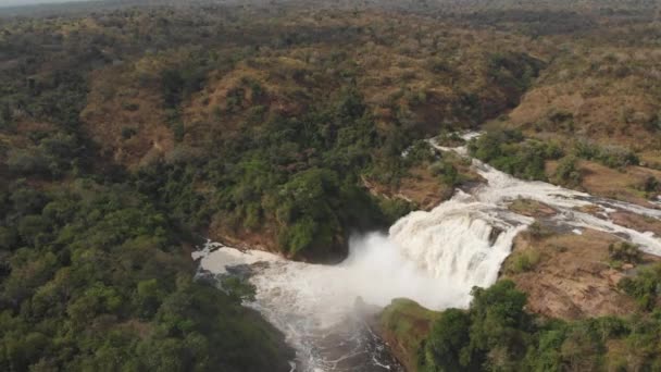 Letecký Snímek Murchison Falls National Park Velký Pád Uprostřed Africké — Stock video