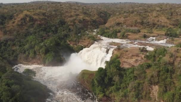 Drone Aéreo Filmado Uma Cachoeira Parque Nacional África Parque Nacional — Vídeo de Stock