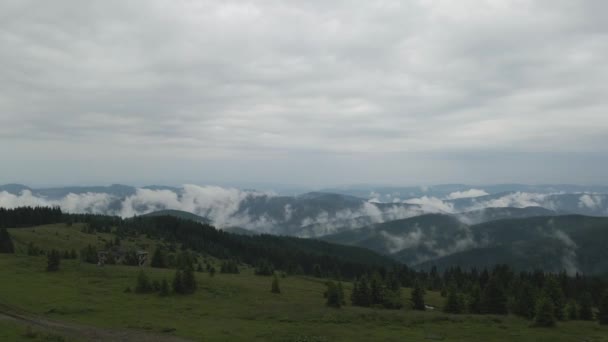 Luchtfoto Stijgt Boven Het Landschap Karpaten — Stockvideo