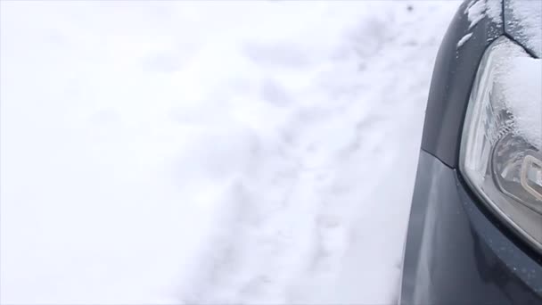 Χιόνι Στο Αυτοκίνητο Παγωμένη Κατάσταση Χειμώνα Απόθεμα Βίντεο Απόθεμα Βίντεο — Αρχείο Βίντεο