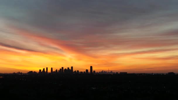 Sunset Time Lapse Looking Mississauga Skyline — Stock Video