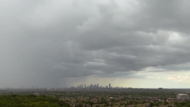 Time Lapse Heavy Rainfall Downtown Mississauga Surroundings — Stock Video