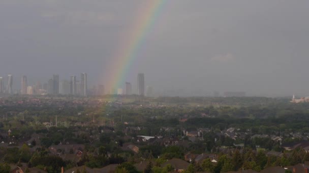 Time Lapse Rainbow Front Mississauga Skyline — Stock Video