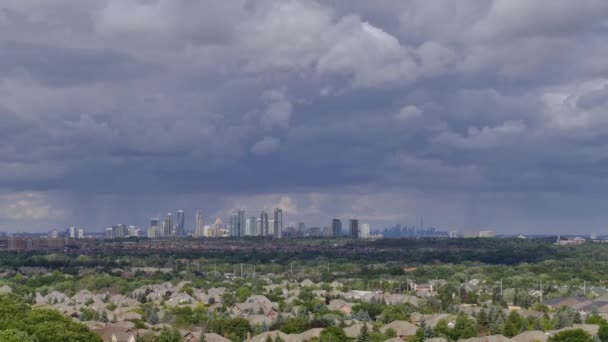 Amazing Time Lapse Clouds Moving Mississauga Skyline — Stock Video