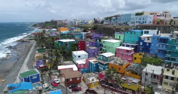 Perla San Juan Puerto Rico Mozi Drón Lövés Nagy Felett — Stock videók