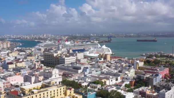 Alte San Juan Drohne Puerto Rico Mit Convento Der Kathedrale — Stockvideo