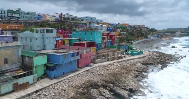 Perla San Juan Puerto Rico Und Die Meereswellen Der Nähe — Stockvideo