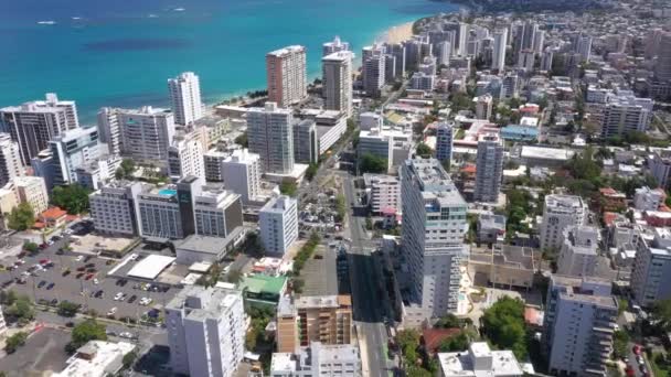 Condado San Juan Puerto Rico Drone Shot Con Día Sonoro — Vídeos de Stock