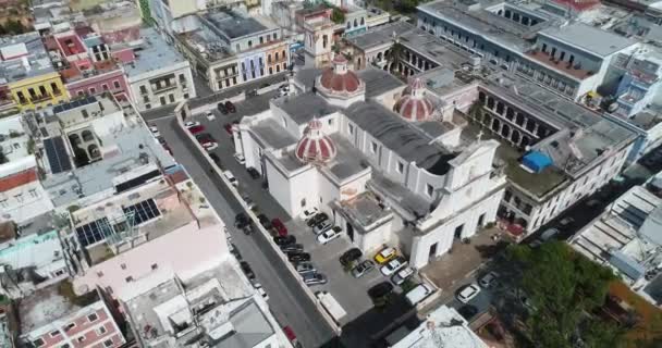 San Juan Bautista Kathedrale San Juan Puerto Rico Drohnenschuss — Stockvideo