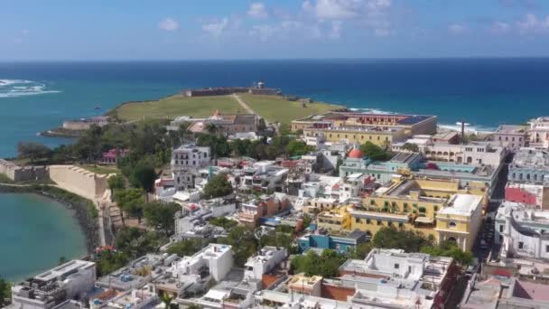 Old San Juan Puerto Rico Drone Colpo Castillo San Felipe — Video Stock