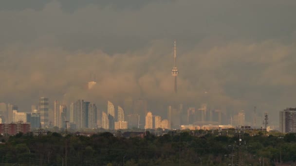 Časová Prodleva Mraků Nad Torontem Kanada Široký Záběr — Stock video