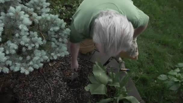 Guy Digging Garden — Vídeo de Stock