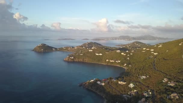 Drone Che Vola John Caribbean Island Coast Thomas Sullo Sfondo — Video Stock