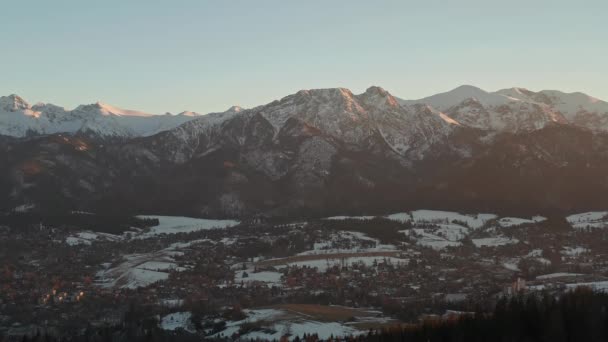 Vinter Antenn Utsikt Över Zakopane Stad Från Gubalowka Hill Polen — Stockvideo