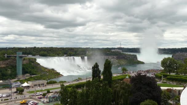 Majestic Distant View Niagra Falls Canada Cloudy Day — Stock Video