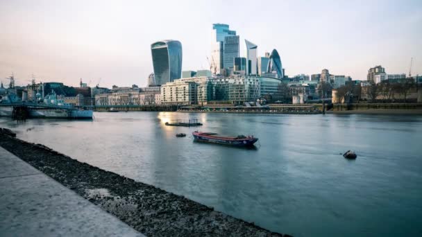 Thames Nehri Kanarya Rıhtımı Nın Güzel Zaman Atlaması — Stok video