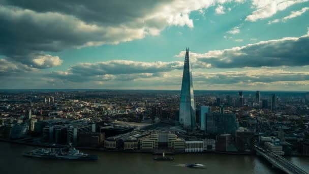 Zeitraffer Aufnahme Der Londoner Stadtlandschaft Mit Themse Und Modernem Shard — Stockvideo