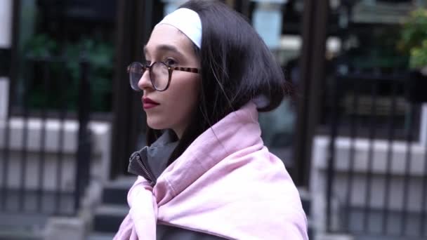 Beautiful Young Woman Wanders Looks Her Soho London Close — Stock Video