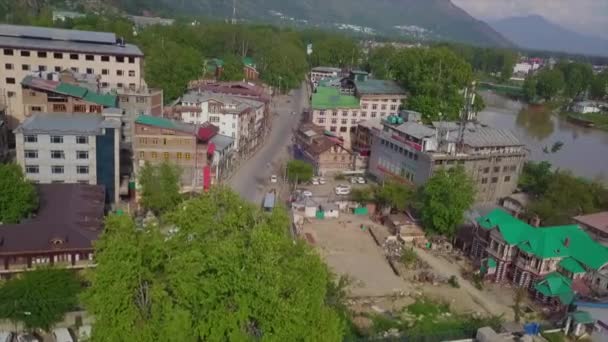 Top Angle City Drone Shoot Roads Buildings Vehicles Srinagar City — Stock Video
