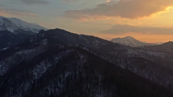 Paesaggio Tranquillo Dei Monti Tatra Polonia Durante Tramonto Ripresa Aerea — Video Stock