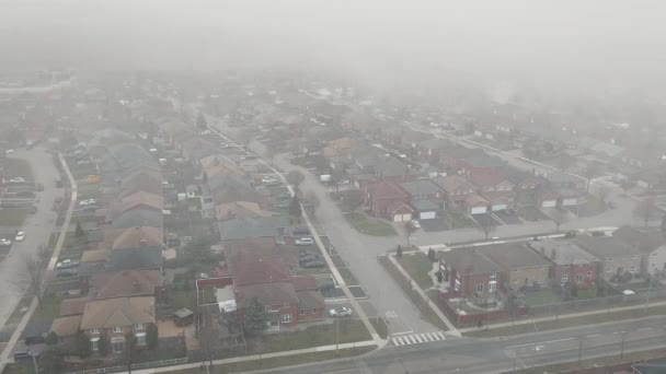 Aerial Hustá Mlha Mlha Pokrývá Ottawa Kanada Statický Široký Záběr — Stock video