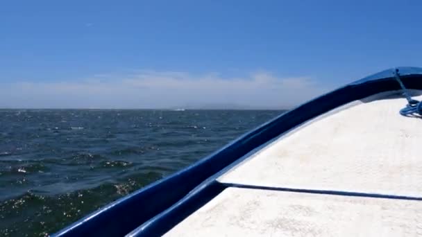 Bateau Accélère Long Des Vagues Rebondissantes Haute Mer Par Une — Video