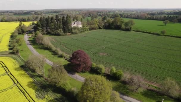 Luft Frühling Gelb Blume Rapsfeld Warwickshire Landschaft — Stockvideo