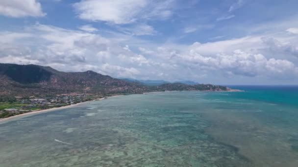 Magical View Moving Clouds Kitesurfing Lagoon Aerial Hyperlapse Vietnam — Vídeo de Stock