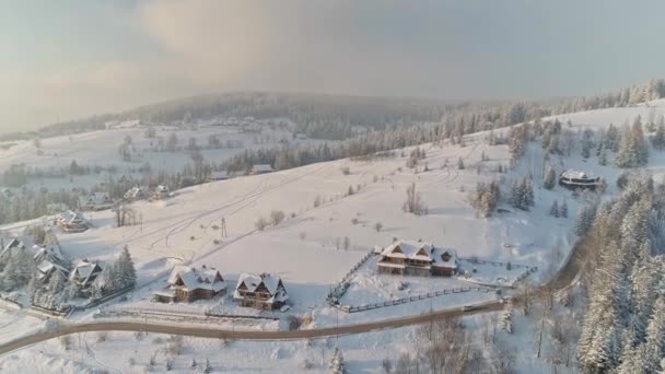 ポドヘール地方南部の冬のザコパネの町のパノラマ ポーランド — ストック動画