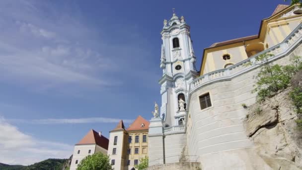 Vista Desde Torre Abadía Drnstein Antiguo Monasterio Wachau Baja Austria — Vídeos de Stock