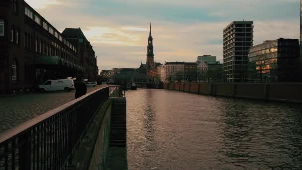 Movimento Lento Antigo Distrito Armazéns Speicherstadt Hamburgo Alemanha Maior Distrito — Vídeo de Stock