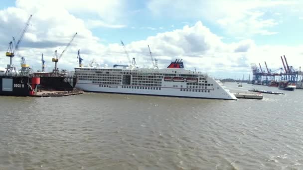 Cruise Ship River Elbe Hamburg — Stock Video