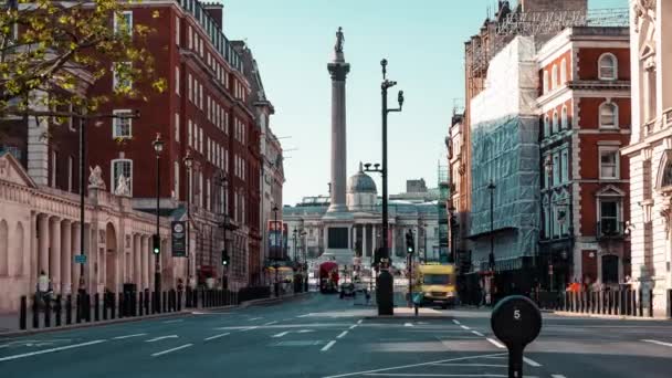 Time Lapse Trafalgar Square Nelson Column Uit Whitehall Londen Verenigd — Stockvideo
