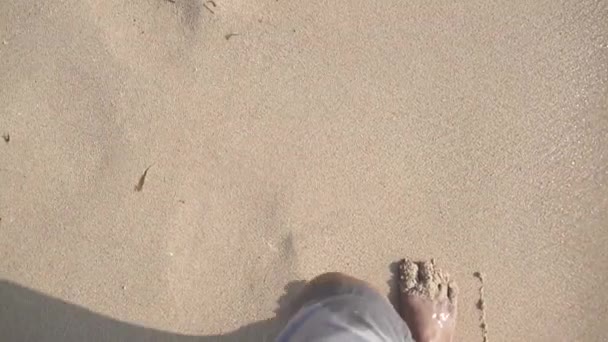 Plan Cinématographique Une Personne Marchant Sur Une Plage Sable Blanc — Video