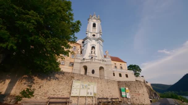 Oldtown Durnstein Danube River Picturesque Wachau Valley Close View Drnstein — Stock Video