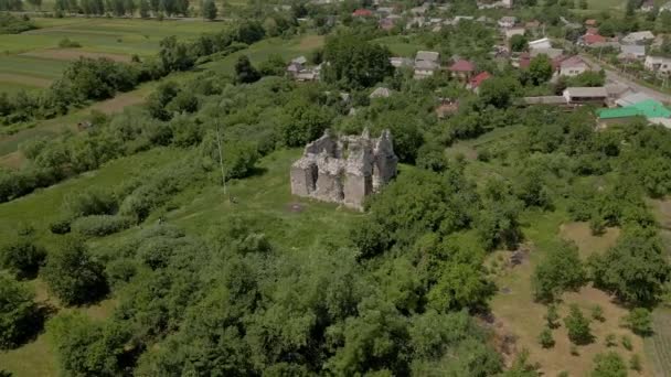 Krásný Letecký Pohled Rytíře Templářský Hrad Zříceniny Ukrajinské Zemi — Stock video