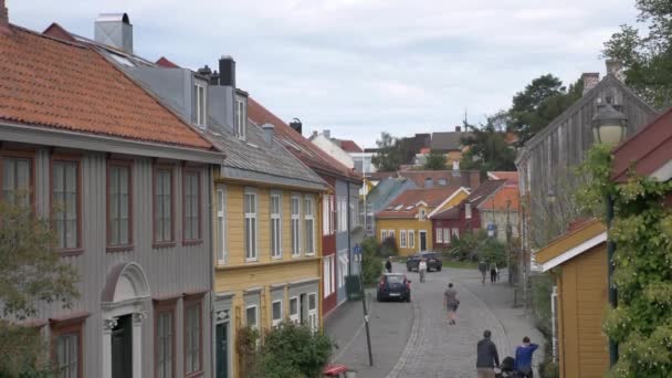 Bakklandet Trondheim Vieilles Maisons Bois Charmante Zone Urbaine — Video