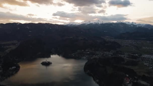 Політ Озері Берон Повітряне Видовище Дивовижного Ландшафту Словенія — стокове відео