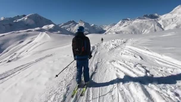 Pulverskidåkning Alperna Lech Arlberg Vorarlberg Österrike — Stockvideo