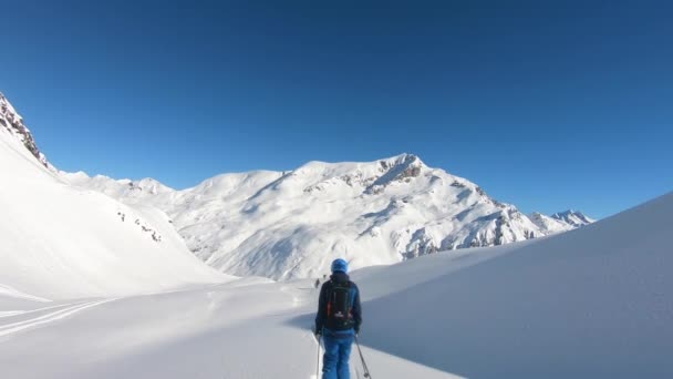 Sci Polvere Sulle Alpi Lech Arlberg Vorarlberg Austria — Video Stock