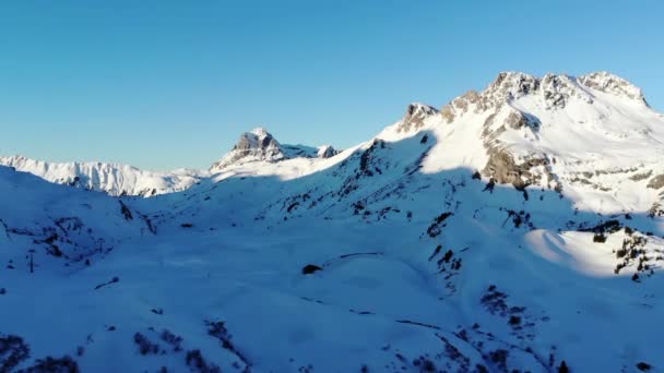 Drohnenangriff Auf Auenfeldjet Lech Arlberg Vorarlberg Österreich — Stockvideo