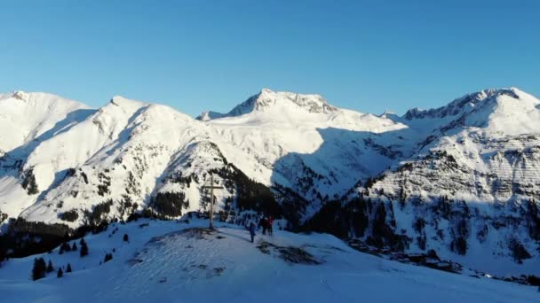 Drone Shot Wsterspitze Rfikopf Langer Zug Lech Vorarlberg Austria — Stock Video