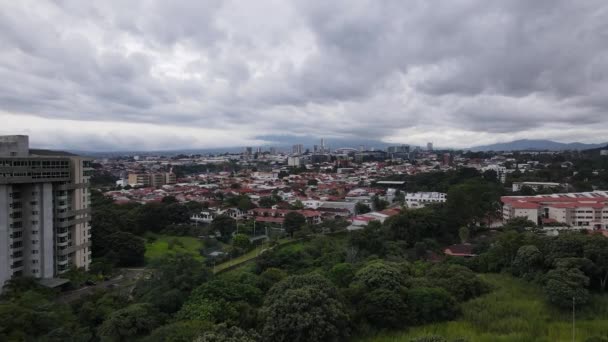 Cinematografische Drone Schot Vliegen Naar San Jose Stad Costa Rica — Stockvideo
