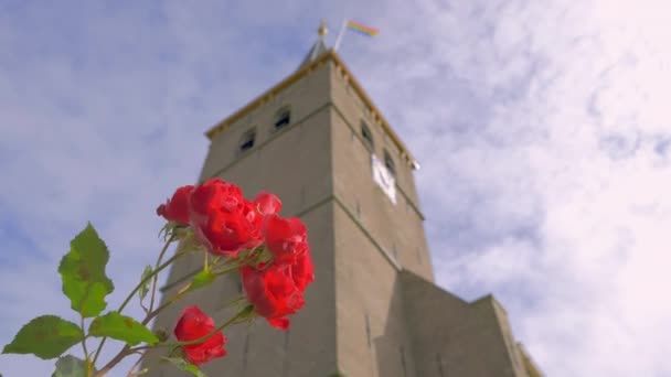 Blickfang Einer Alten Gotischen Kirche Den Niederlanden Das Kleine Dorf — Stockvideo