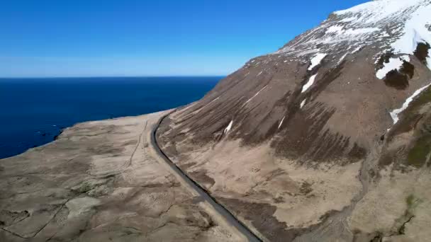 Ancient Nordic Church Grafarkirkja Northern Iceland Surrounded Mountain Peaks — Stock Video